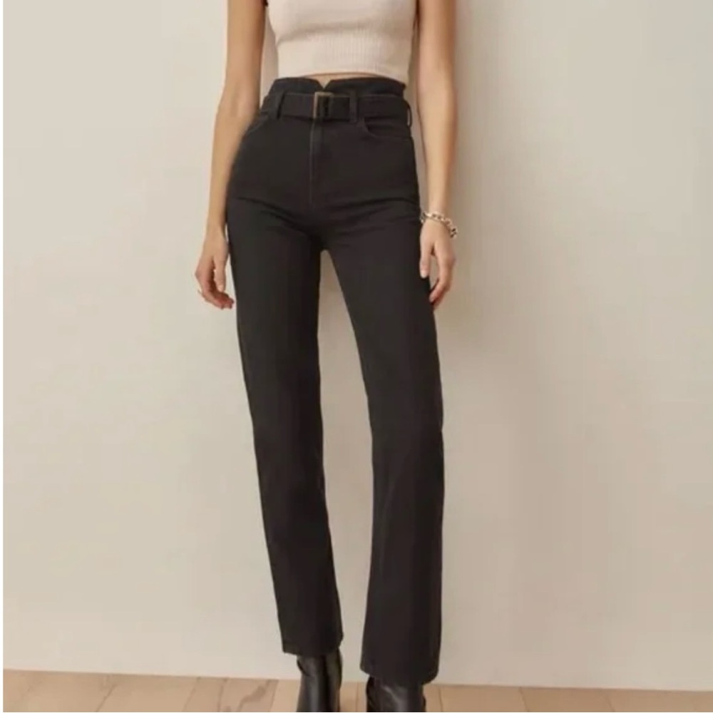 Reformation Cynthia straight high waisted belted denim jeans size 28 - Picture 2 of 8
